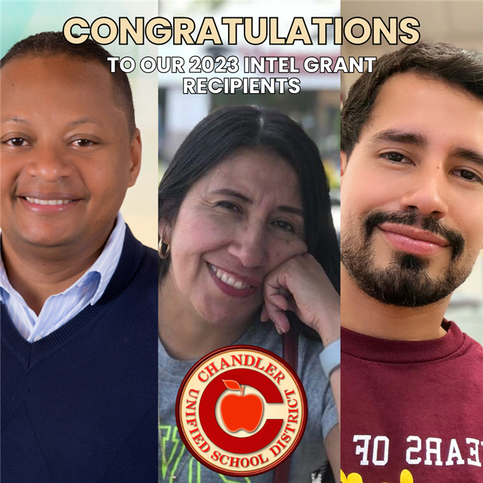  A collage image of three CUSD teachers who received an Intel grant